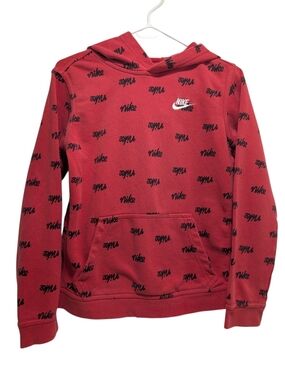 Nike Kids Red Script-Print Pullover Hoodie Boys Boy's Large